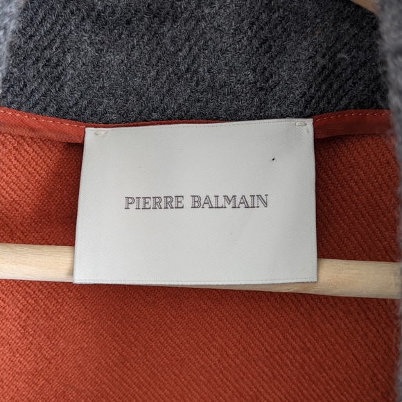 Pierre Balmain Grey Double Breasted Twill Coat 38 - Picture 13 of 14